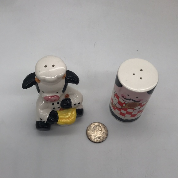 Ceramic Two Mixed Matched Cow/Chef Salt & Pepper Shaker’s - Picture 2 of 6